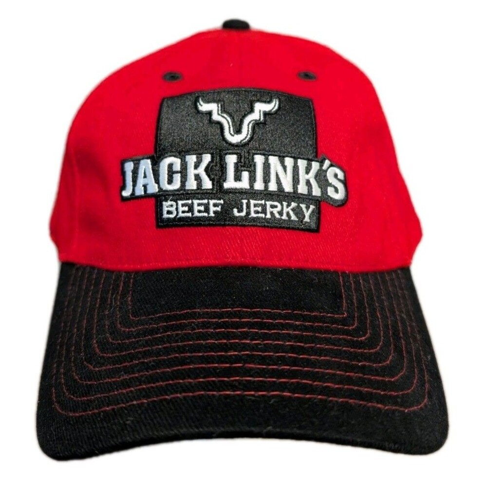 Jack Link’s Beef Jerky Hat Red Black Embroidered Logo Feed Your Wild Side OSFM